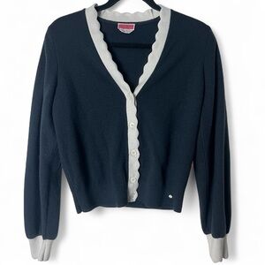 Kate Spade – Women’s Scallop Trim Button Cardigan‎ Black Ivory – Sz. S